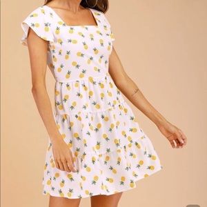 3/$21 Pineapple print ruffle hem dress